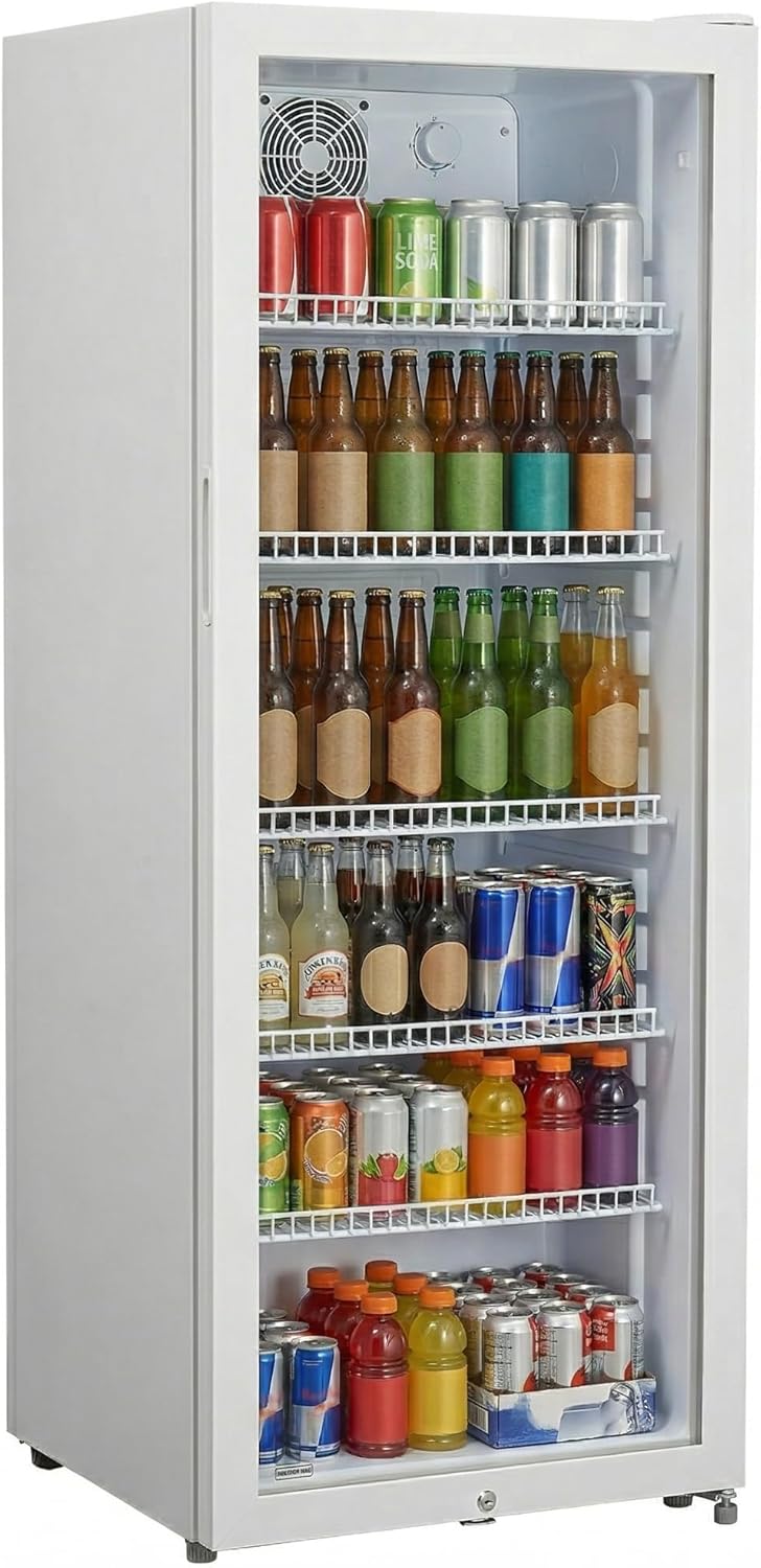 !E+T17.16 Getränkekühlschrank 237 L Bierkühlschrank Kühlschrank Profesional 110 W 6 verstellbaren Einlegeböden weiß Innenmaße 36,3 x 45,3 x 128,1 cm Energieklasse C